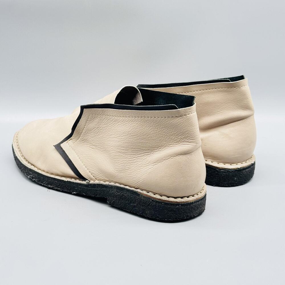 Dusica Dusica Boots Womens 6.5 Beige Leather Slip On Ankle Booties Crepe Sole - Picture 6 of 13